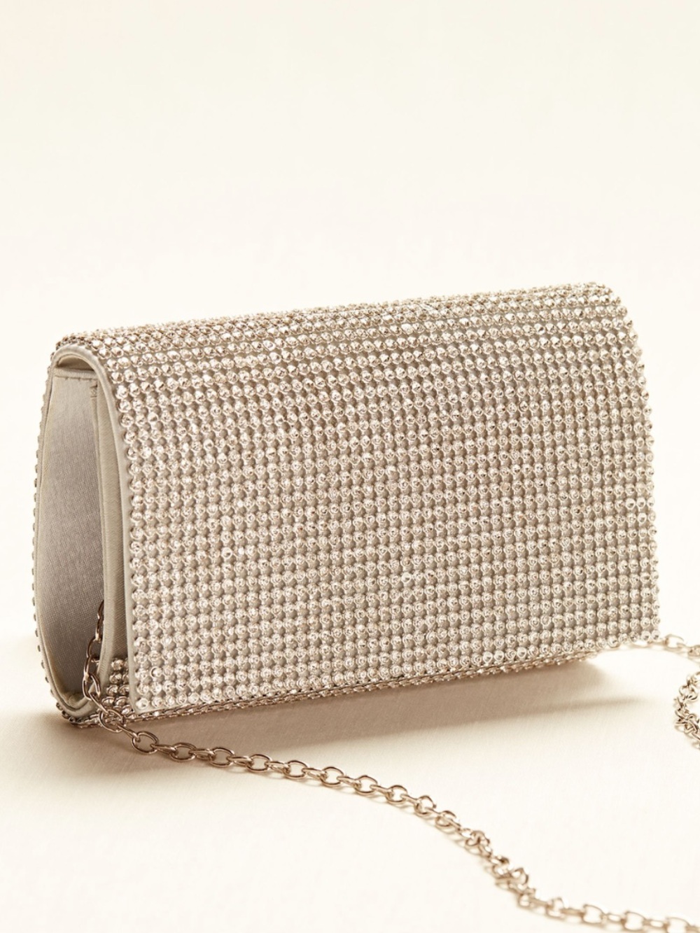 Evening Crystal Chain Clutch Bag in Silver